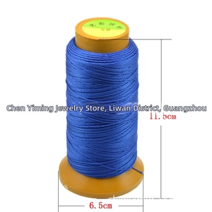 Royal blue polyester jewelry cord spool showing 11.5cm height and 6.5cm base diameter