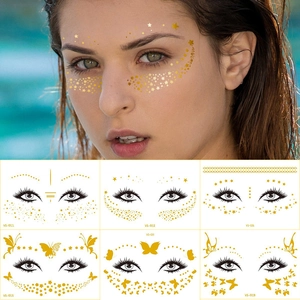 Gilded Metallic Face Tattoo Stickers Waterproof Gold Stars Butterflies Freckle For Festival Carnival Party Makeup