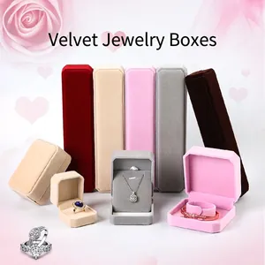 Premium velvet jewelry storage boxes for rings and necklaces in assorted colors