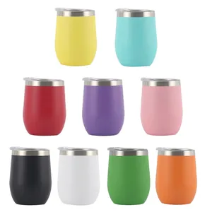 Insulated 12oz stainless steel egg mugs with powder coating in nine vibrant colors