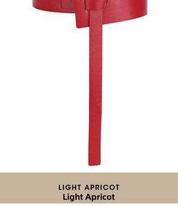 Close-up of a stylish red leather belt with a matching fabric-covered buckle for dresses