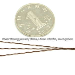 Macro detail of dark brown twisted polyester cord for jewelry DIY making with coin for scale
