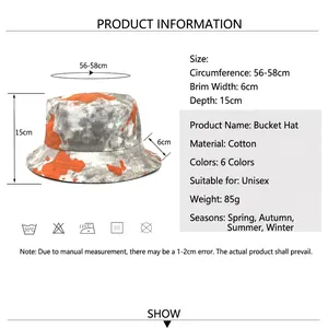 Graffiti reversible bucket hat for men and women with detailed sizing and cotton material specs