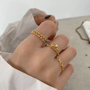 Minimalist Adjustable Ring 925 Sterling Silver Zircon Inlaid French Style Fashion Geometric Jewelry For Women
