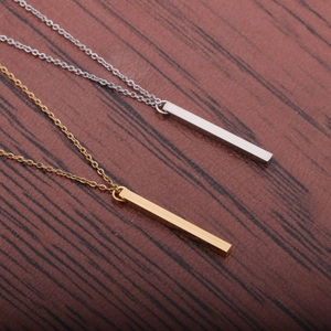Bar Pendant Necklace Minimalist Mirror Polished Stainless Steel Copper Jewelry Modern Geometric Style