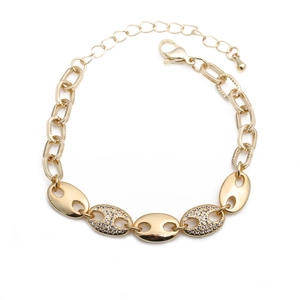 Hip Hop gouden varkensneus schakelketting met heldere zirkonia pavé accenten