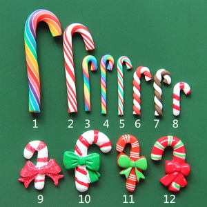 Christmas Candy Cane Resin Flatback Cabochons DIY Jewelry Making Phone Case Accessories Holiday Festive Decor
