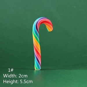 Bastoncino di zucchero arcobaleno in resina per fai-da-te di Natale, largo 2cm e alto 5,5cm