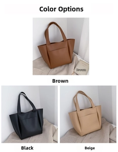 Detailed comparison of brown black and beige large PU leather tote bags for women