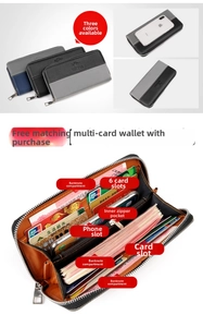 Internal structure of the long zipper wallet showing multiple card slots and phone pocket