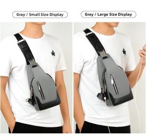 Comparison of large and small oxford fabric chest bags for men with USB charging port