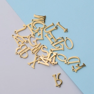 Golden mirror stainless steel A-Z alphabet charms for DIY necklaces and jewelry making