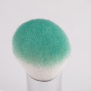 Macro de pinceau poudre à dégradé bicolore avec poils sphériques denses vert menthe
