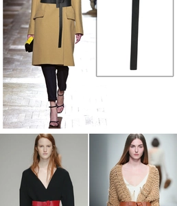 Collage of wide leather belts for women in black, red, and brown on fashion models