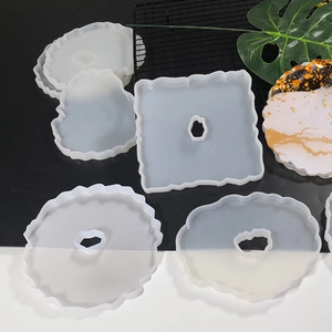 Silicone mold set for DIY epoxy resin coasters with irregular shapes and finished samples