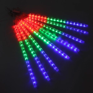 Solar powered LED meteor shower lights with multi-color spiral tubes for outdoor garden decoration
