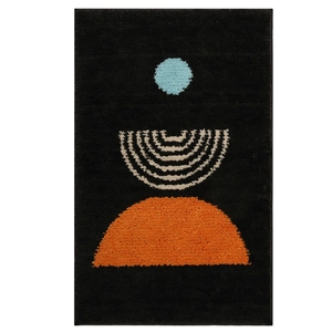 Modern abstract geometric tufted floor mat with non-slip backing for entryway