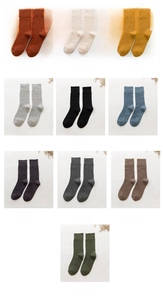 Detailed palette of ten colors for these ribbed cotton mid-calf socks in various shades
