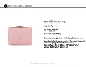 Macro shot of pink PU leather wallet interior showing card slots and storage compartments