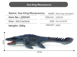 Detailed side view of Mosasaur model with 33x12x5cm dimensions and weight specifications
