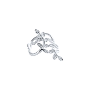 Minimalist 18k gold plated leaf-shaped ear cuff with elegant silver finish vine design