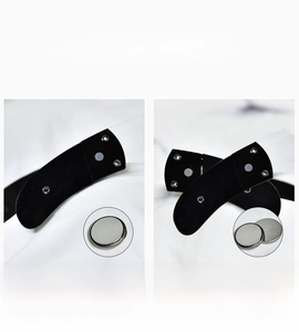 Detail showing dual battery compartments and control buttons for LED glowing glasses