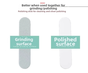Dual-sided jewelry polishing tool showing grinding and polishing surfaces for silver care