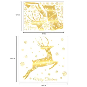 Size specifications for Christmas reindeer window stickers with gold brushing detail