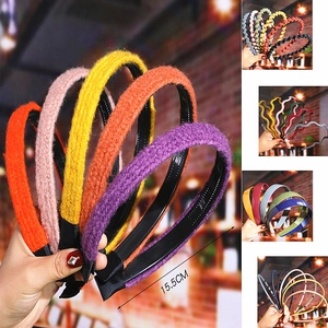 Handmade pearl and bow headband set in various colors like orange, pink, and blue