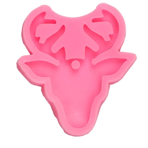 Pink silicone elk head mold for DIY fondant chocolate and aromatherapy resin crafts