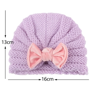 Detailed size specifications for the baby velvet bow hat showing 16cm width and 13cm height