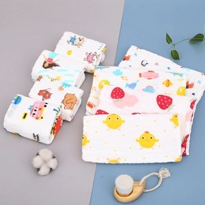 Soft six-layer cotton gauze baby handkerchiefs with various colorful cartoon prints