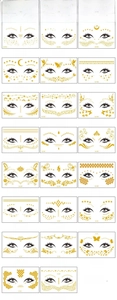 Detail catalog of 23 gold foil freckle tattoo stickers with stars and moons