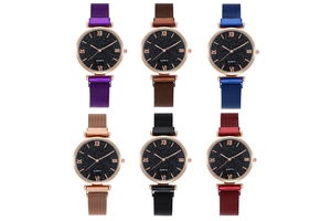 Multiple star-dial watches with Roman numerals and Milanese magnetic bands