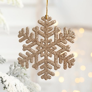 Christmas Tree Snowflake Ornaments Glitter Plastic Sparkling Hanging Decorations For Holiday Party Winter Wonderland Theme