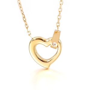 Hollow Heart Pendant Necklace Stainless Steel Zirconia Elegant Fashion Jewelry For Women