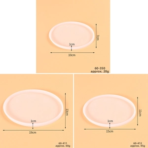 Macro view of oval silicone molds for DIY resin casting in 10cm, 15cm and 19cm sizes