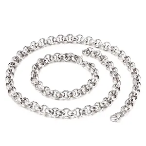 Minimalist 316L Stainless Steel Necklace And Bracelet For Men Diamond Cut Geometric Link Chain Fashion Accessory Masculine