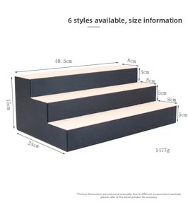 Three-tier jewelry display stand dimensions showing 40.5cm length and 15cm height