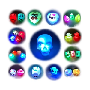 Colorful LED glowing finger rings with assorted cartoon shapes like hearts and ducks