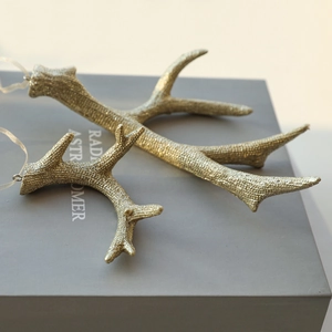 Christmas Tree Hanging Ornaments Resin Antler Shaped Glitter Festive Holiday Decor Nordic Style Artistic Home Accessory