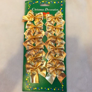 Lot de 12 nœuds de Noël dorés à paillettes pour décoration de sapin sur carton