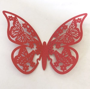 Red 3D pearlescent paper hollow butterfly wall sticker for party and home decoration