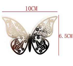 Detail view of 3D ivory paper butterfly wall sticker with 10cm by 6.5cm dimensions