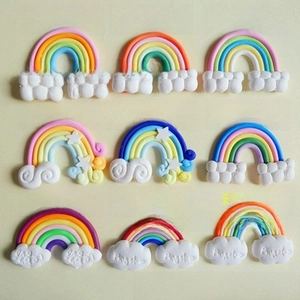 DIY colorful polymer clay rainbow and star charms set for resin crafts and accessories