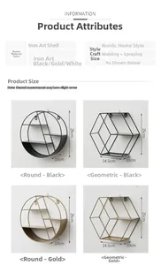 Detailed size specifications for Nordic circular and hexagonal metal wall storage racks