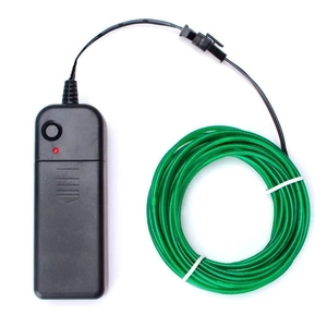 Detailed set of green EL cold wire with a black battery box controller for decoration