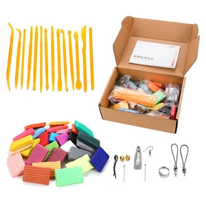 DIY jewelry making kit featuring 24 colors of polymer clay, 14 tools and earring accessories