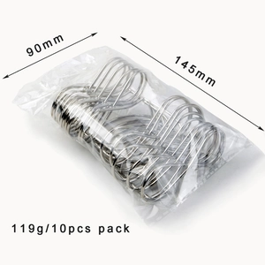 Detailed size specifications for silver S-shaped metal place card holders in 10pcs pack
