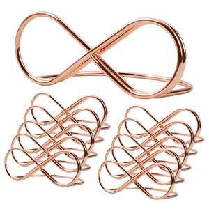 Rose gold infinity shape wedding place card holder with spiral base stand
